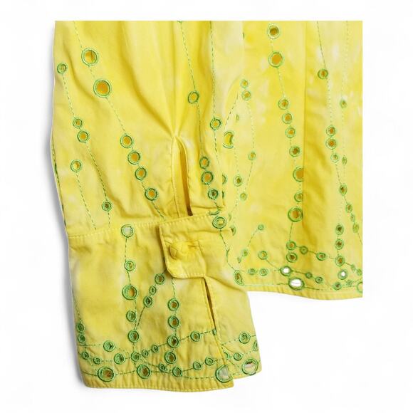 CARLISLE Tailored Ice-Dyed Eyelet Yellow Shirt - Size 6 - Picture 4 of 7